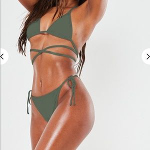 Khaki tie side bikini set! Size 2!